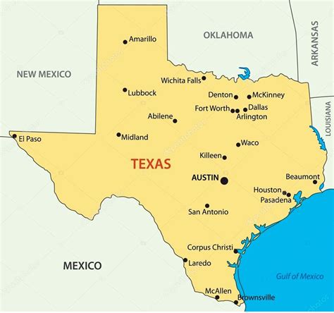 mapa de texas con ciudades.